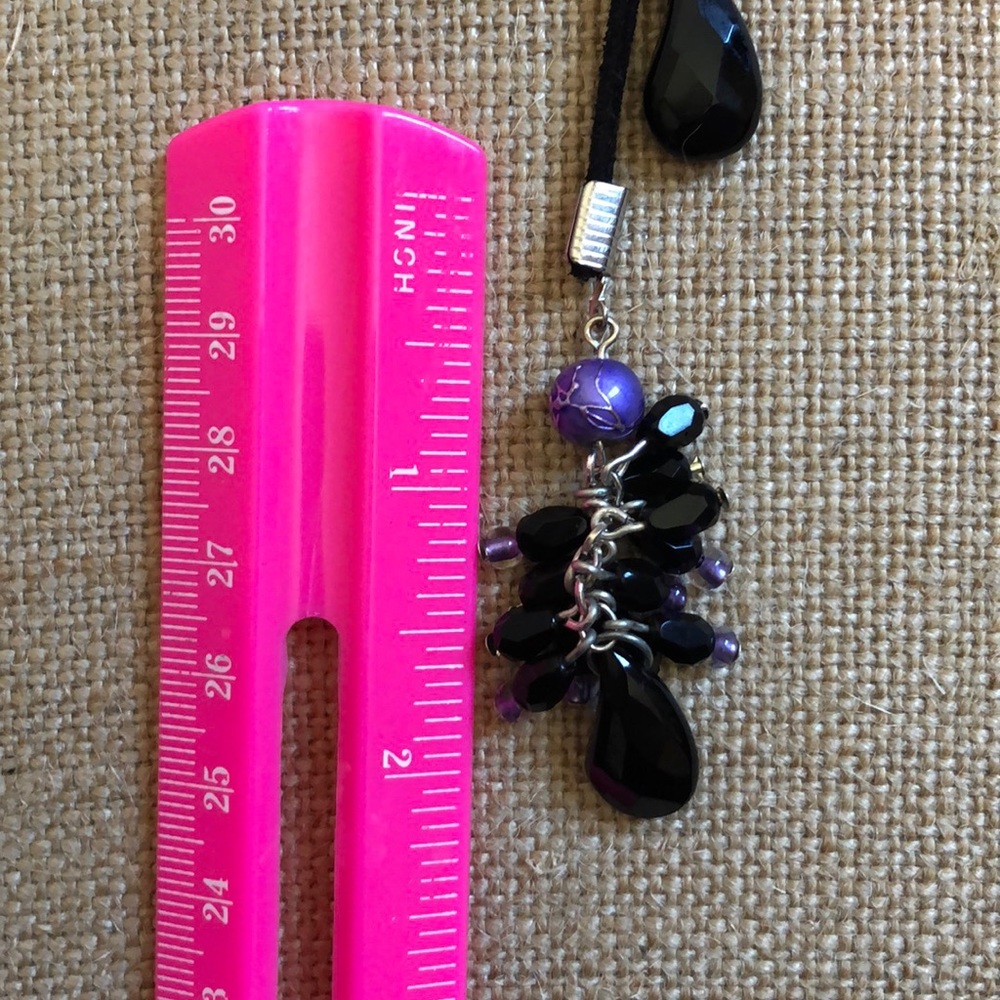 Black Onyx and Purple Chocker and Earring Set - Picture 6 of 8